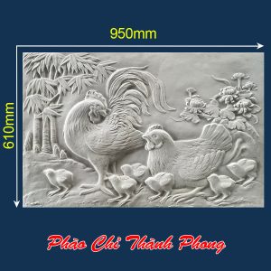 Tranh phù điêu xi măng đàn gà TP-TRANH01
