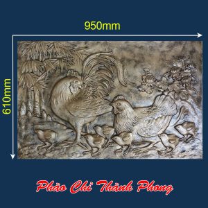 Tranh phù điêu xi măng đàn gà TP-TRANH01 Sơn